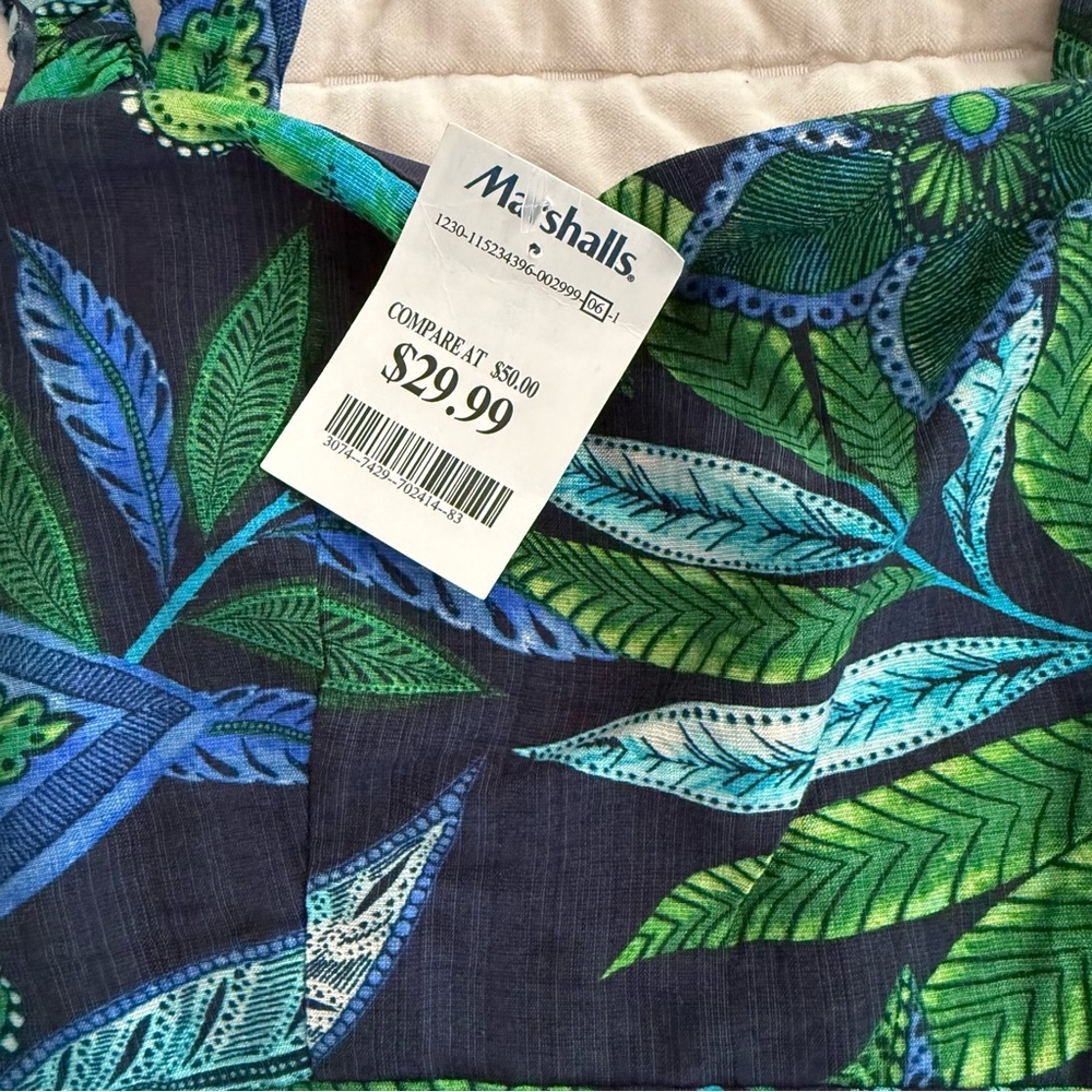 Rachel Zoe Blue and Green Leaf/ Flower Print Long Pull On Skirt Set XL - Picture 12 of 13